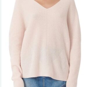 Maje Madina Ribbed Cashmere V-neck sweater Rose Pale XS
